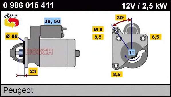 Motor de arranque 0986015411 Bosch