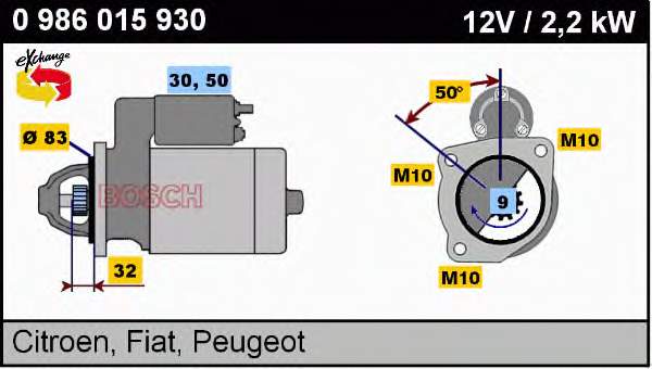 0986015930 Bosch motor de arranque