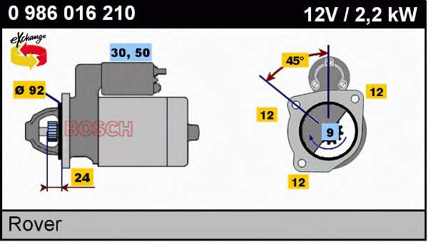 Motor de arranque 0986016210 Bosch