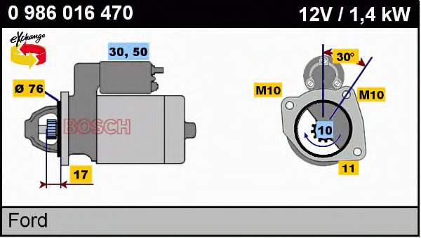 Motor de arranque 0986016470 Bosch