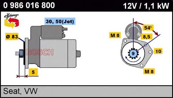 0986016800 Bosch motor de arranque