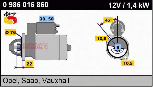 Motor de arranque 0001108148 Opel