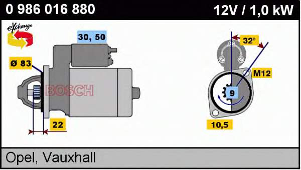 0986016880 Bosch motor de arranque