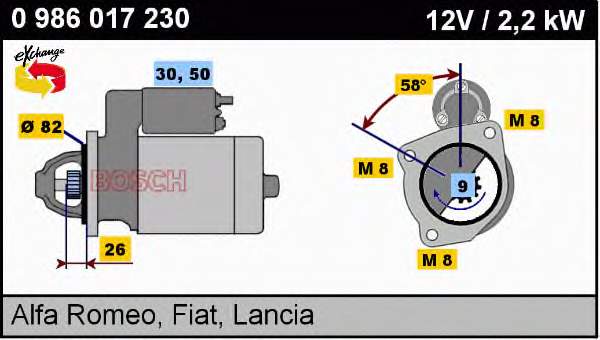 Motor de arranque 0986017230 Bosch