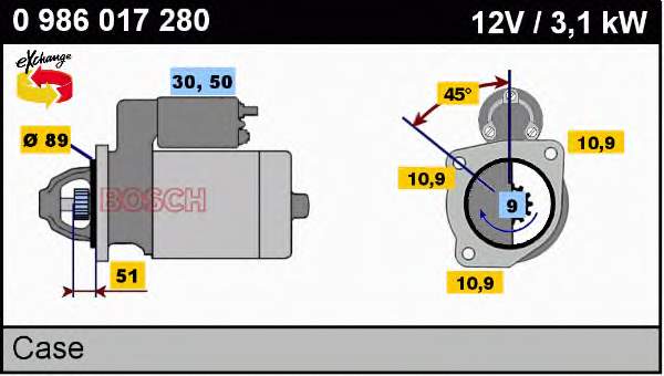 0986017280 Bosch motor de arranque