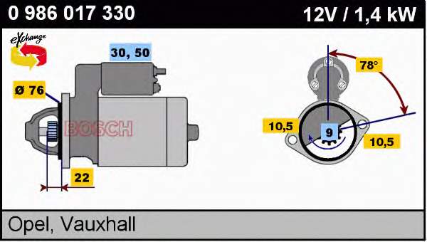 Motor de arranque 0986017330 Bosch