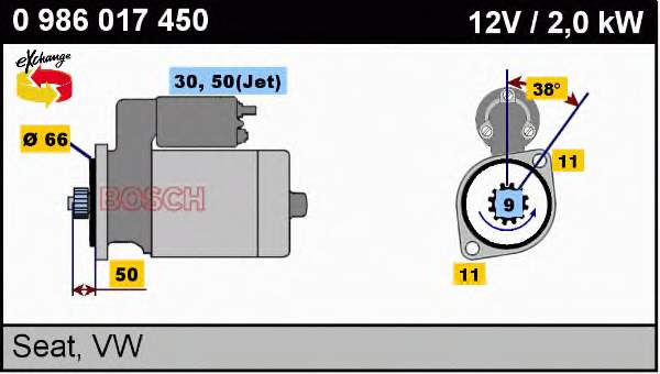 Burro de arranque  Bosch 0986017450 precio, desde 157,30 EUR