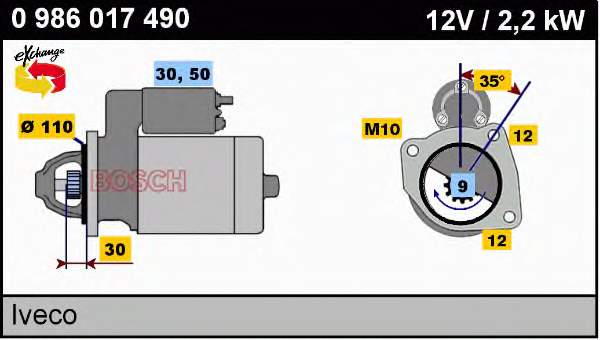 0986017490 Bosch motor de arranque