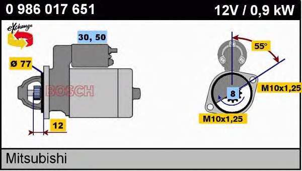 Motor de arranque 0986017651 Bosch