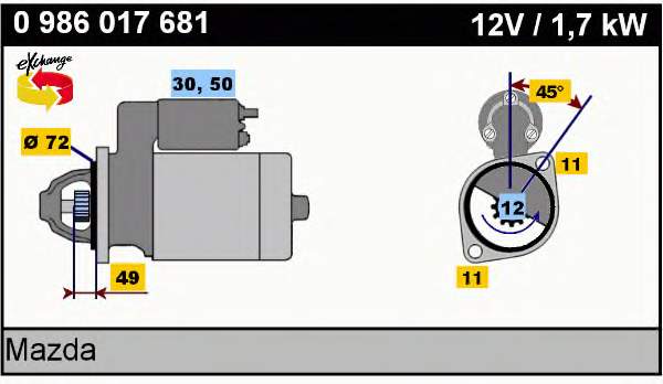 Motor de arranque K80518400 Mazda