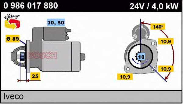 Motor de arranque 0986017880 Bosch