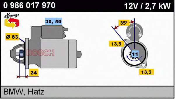 Motor de arranque 0986017970 Bosch