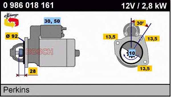 Motor de arranque 0986018161 Bosch