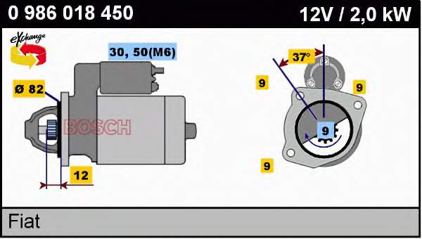 Motor de arranque 0986018450 Bosch