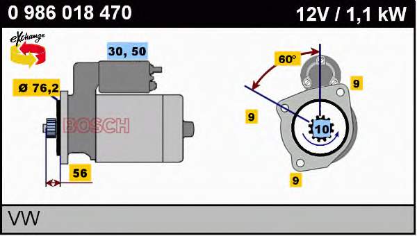 Motor de arranque 0986018470 Bosch