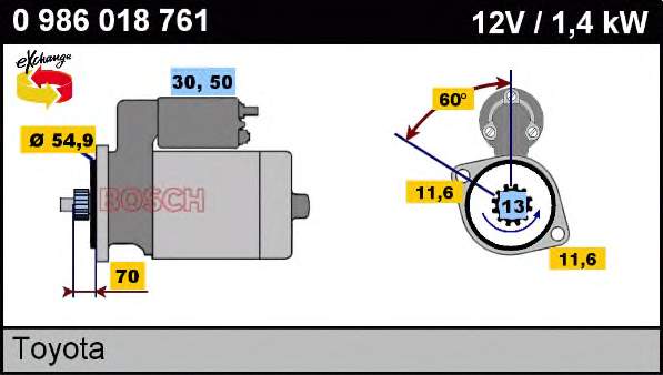 Motor de arranque 0986018761 Bosch