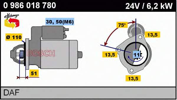 0986018780 Bosch motor de arranque