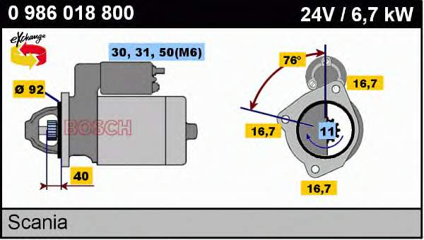 0986018800 Bosch motor de arranque