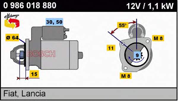 0986018880 Bosch motor de arranque