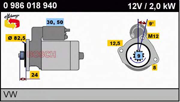 Motor de arranque 0986018940 Bosch