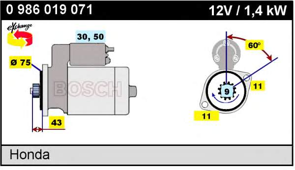 Motor de arranque 0986019071 Bosch