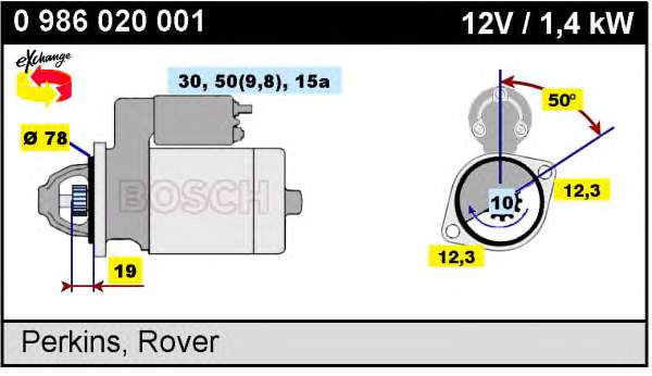 Motor de arranque 0986020001 Bosch