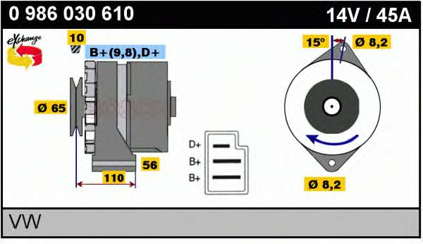 Alternador 0986030610 Bosch