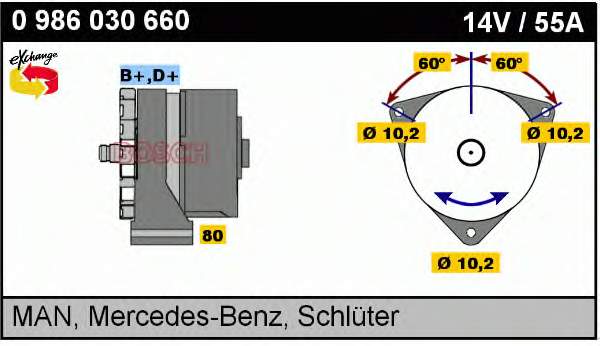 Alternador 0986030660 Bosch