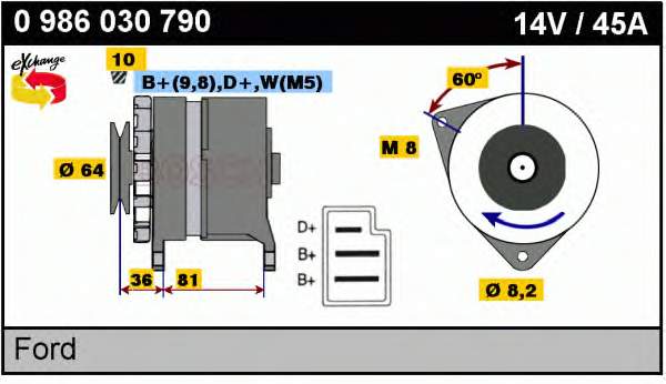 Alternador 0986030790 Bosch