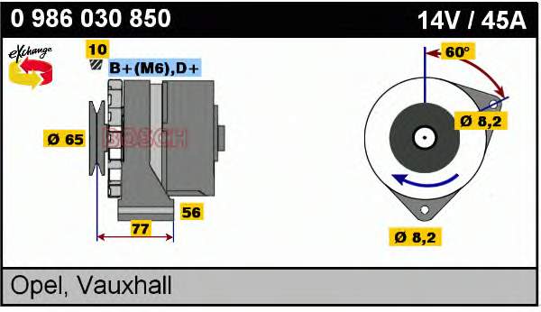 Alternador 0986030850 Bosch