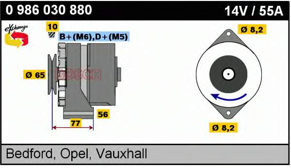 Alternador 0986030880 Bosch