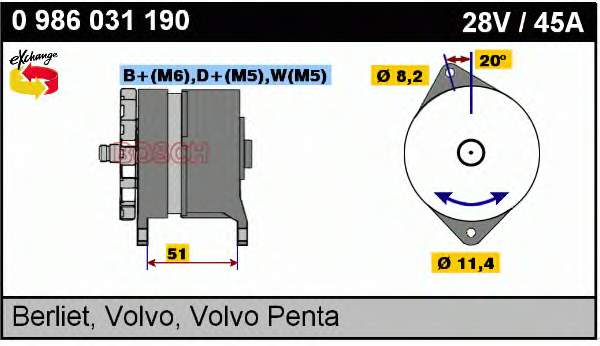 0986031190 Bosch alternador