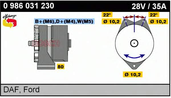 0986031230 Bosch alternador