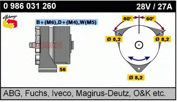 Alternador 0986031260 Bosch