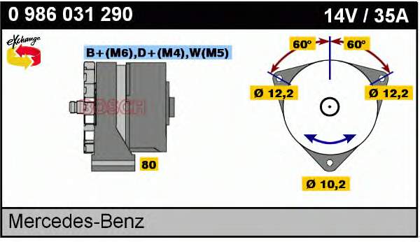 Alternador 0986031290 Bosch