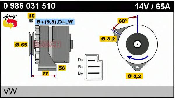 Alternador 0986031510 Bosch