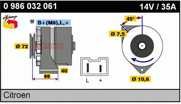 Alternador 0986032061 Bosch