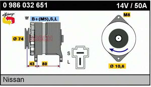 Alternador 0986032651 Bosch