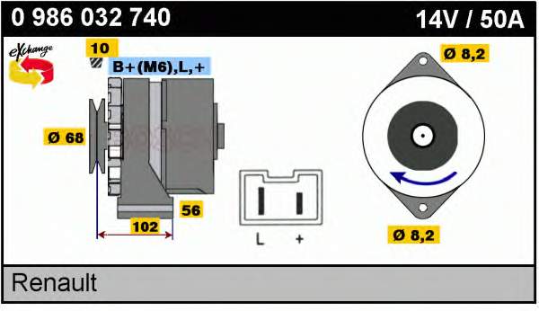 Alternador 0986032740 Bosch