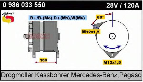 Alternador 0986033550 Bosch