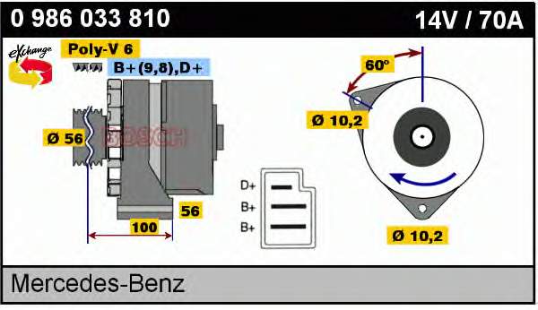 Alternador 0986033810 Bosch