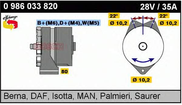 0986033820 Bosch alternador