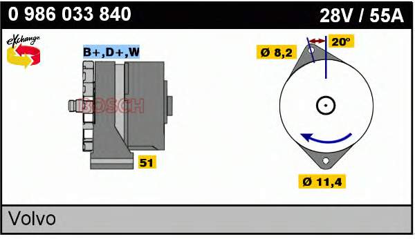 Alternador 0986033840 Bosch