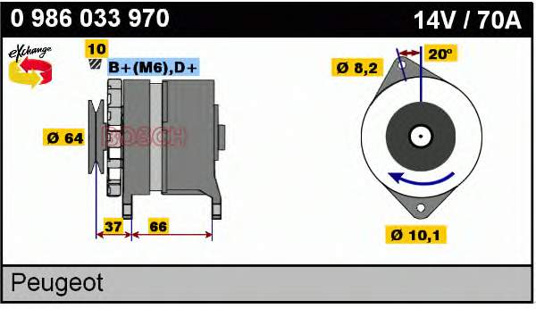 Alternador 0986033970 Bosch