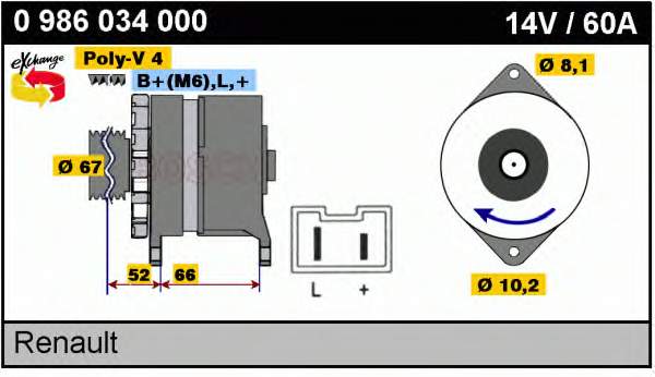 7700753082 Renault (RVI) alternador