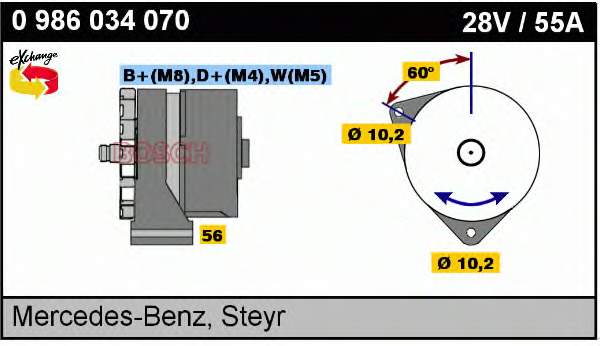 Alternador 0986034070 Bosch