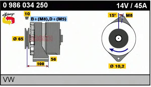 Alternador 0986034250 Bosch