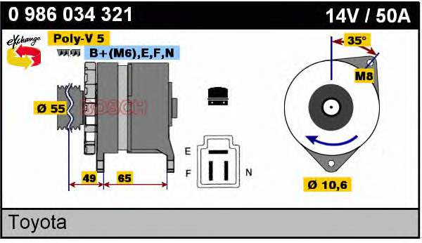 Alternador 0986034321 Bosch