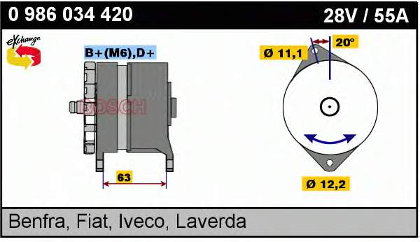 Alternador 0986034420 Bosch