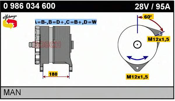 0986034600 Bosch alternador